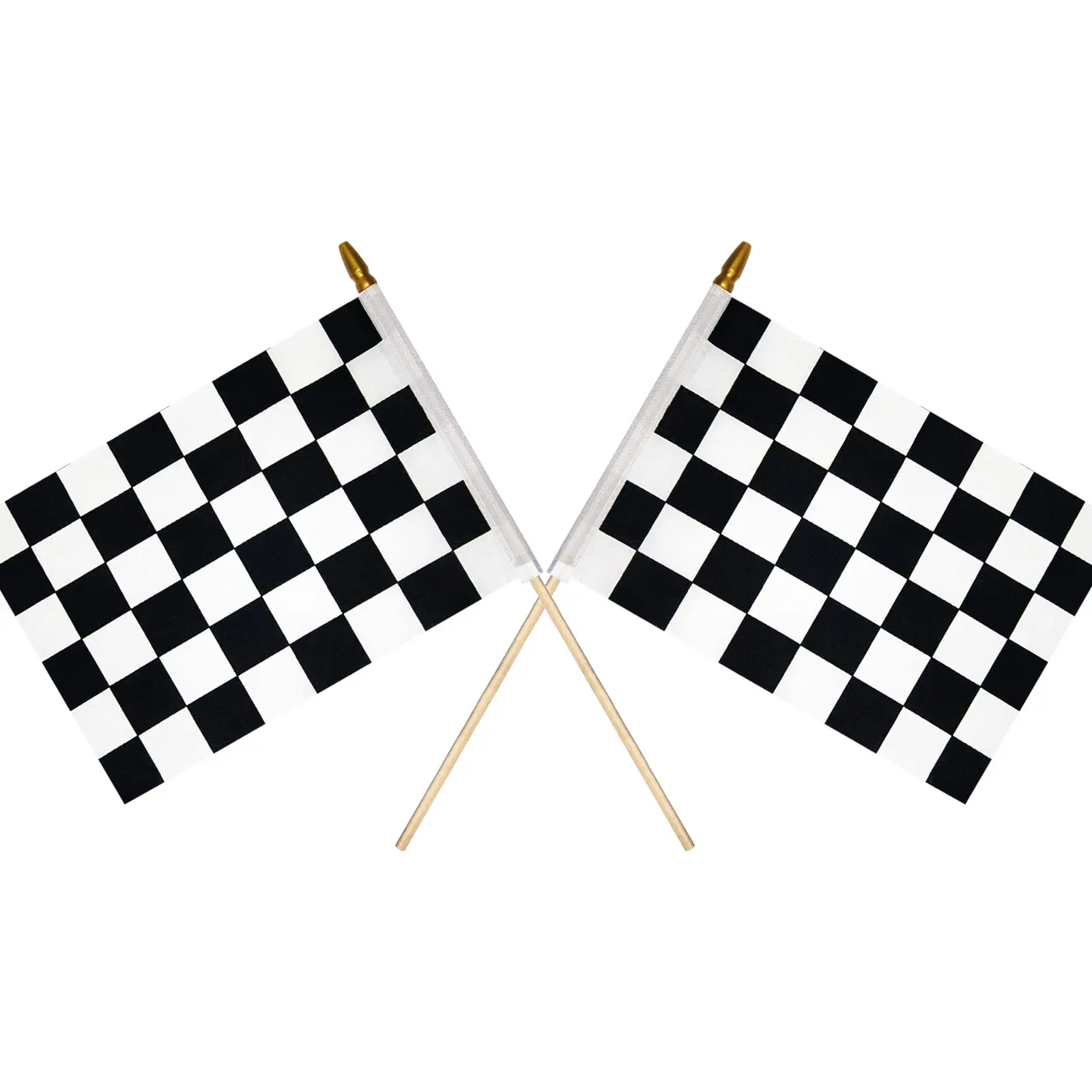Wholesale Checkered Pattern Custom Hand Held Waving Race Flags Mini Black And White Racing Flags