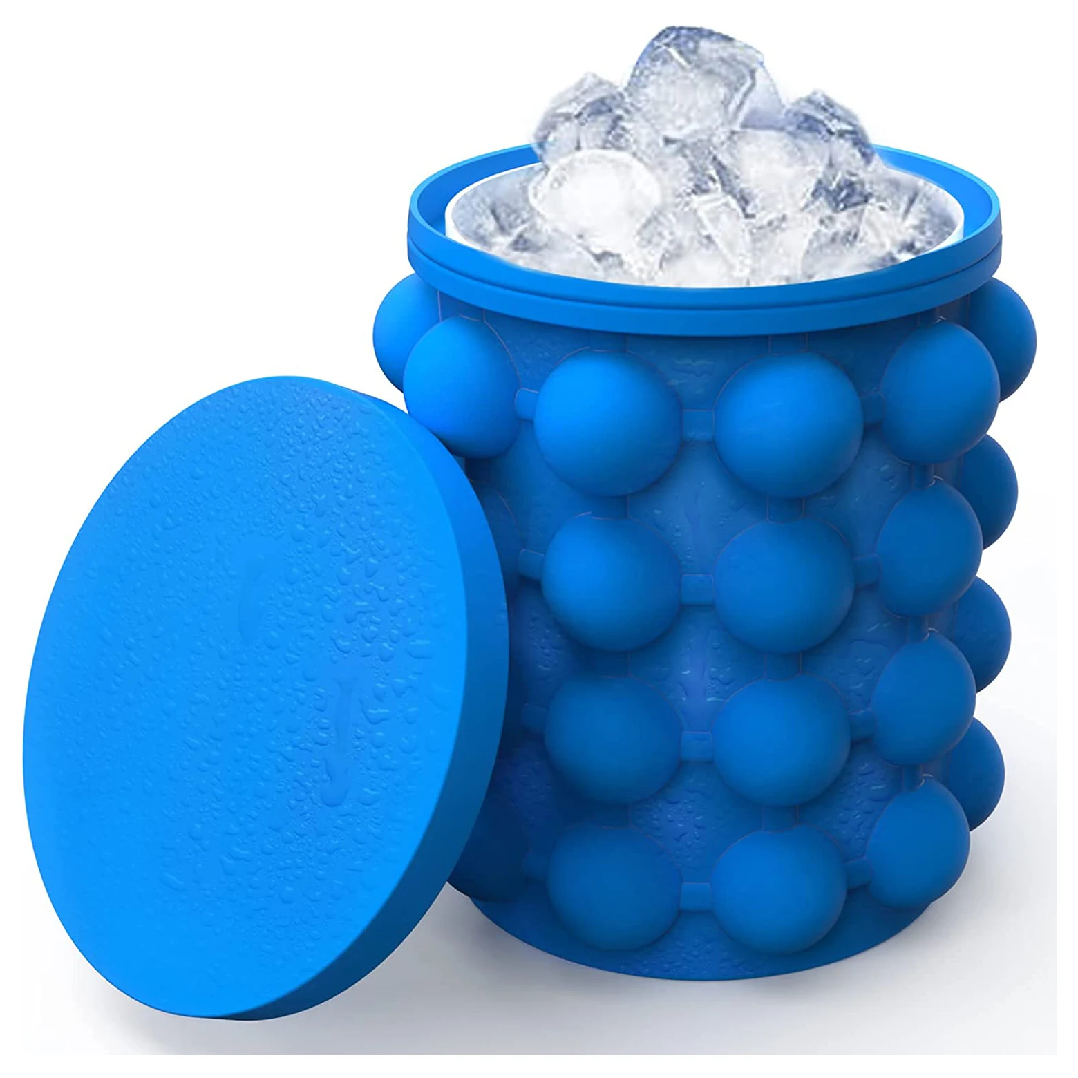 Wholesale Bpa free food grade silicone Ice Cube Mold Ice Trays Portable Round Large Silicone Ice Bucket