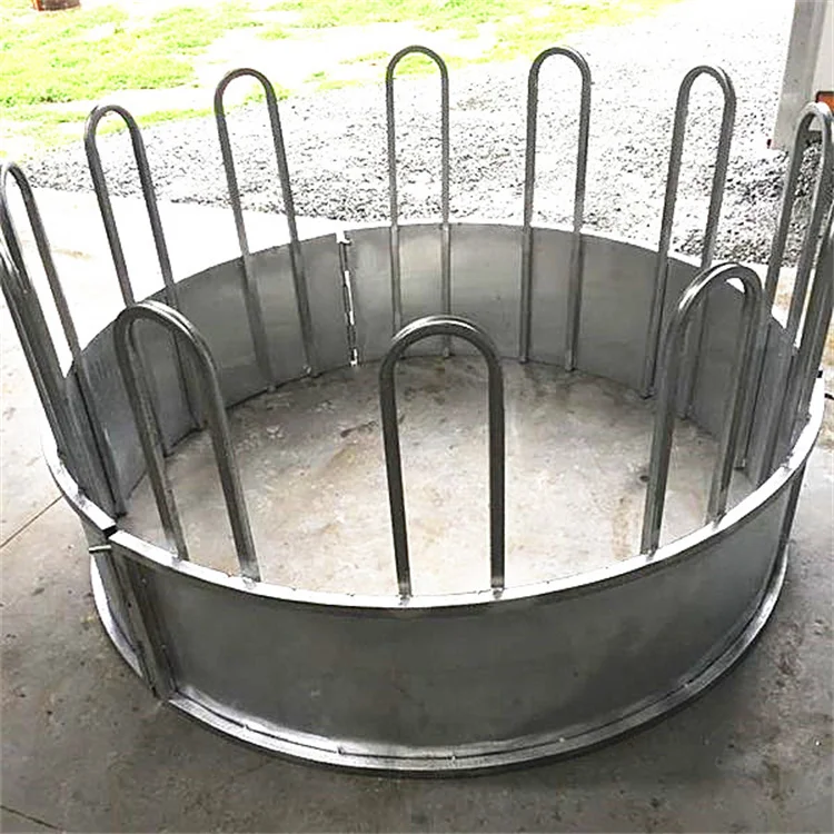 Galvanized round cattle hay feeder