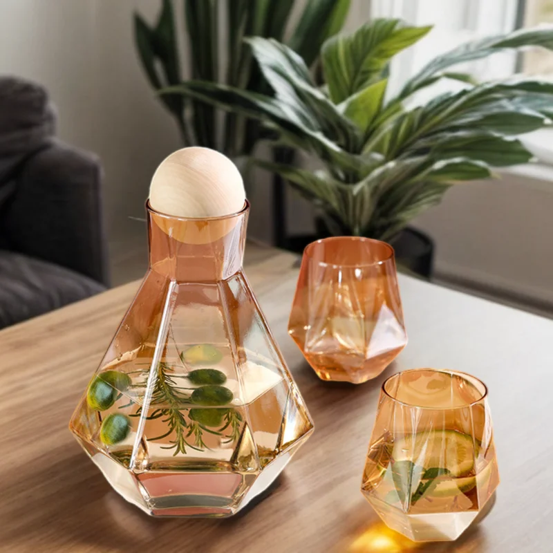 Multi-colour Large Capacity high borosilicate heat resistant kettle with wooden ball and unique shaped cup for home