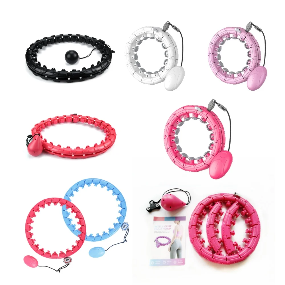 24 съемных узла фитнес умный Утяжеленный обруч Hoola для взрослых Smart Hula Ring Hoop с весовым мячом