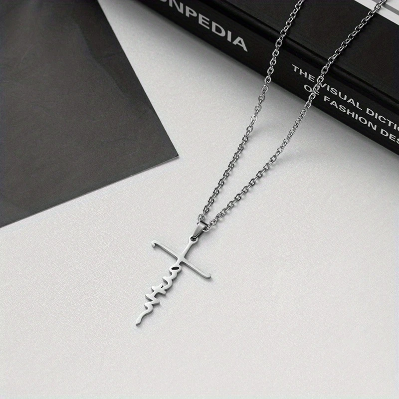 Best Seller Fashion Collar Women Black Silver Golden Stainless Steel  Hope Love Faith Letter Pendant Cross Necklace