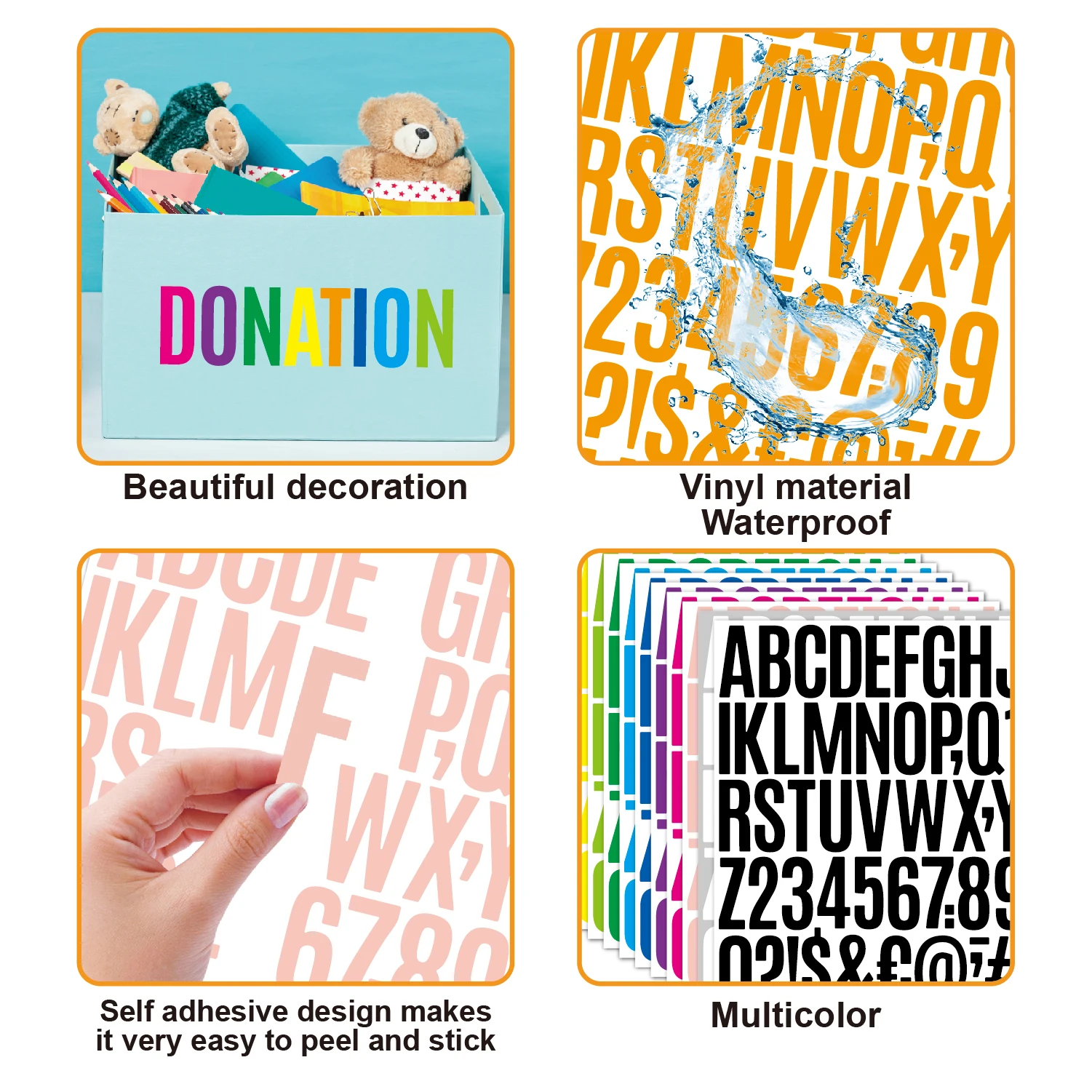 Wholesale Vinyl Waterproof 15 colors DIY Alphabet Letters Mailbox Number Stickers