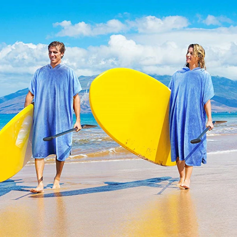 Wholesale custom logo quick dry microfiber surf dive hooded poncho beach towel changing robe