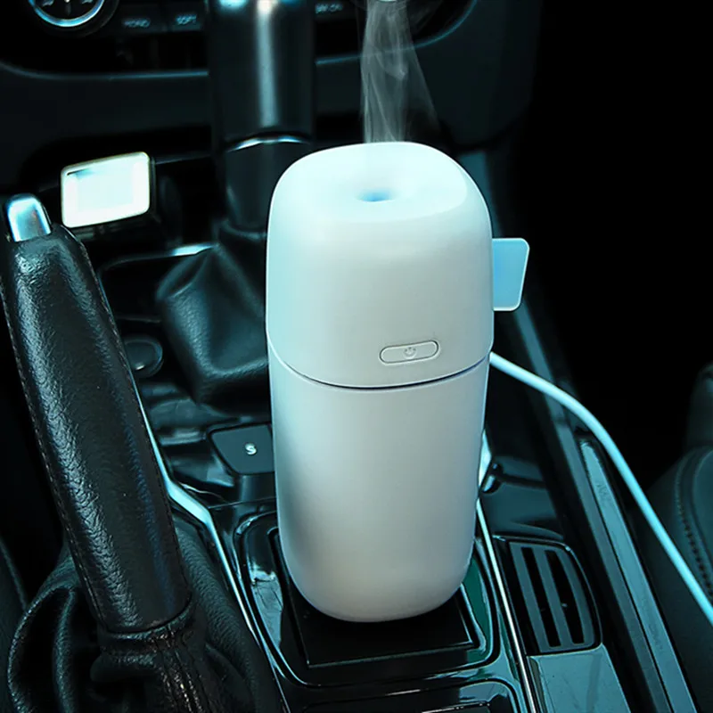 Hot sale fashion Fogger Mist Maker 200ml white mini perfume Car Usb Humidifier Ultrasonic Essential Oil Diffuser with night lamp