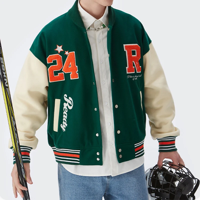 Wholesale High Quality Men Chenille Embroidery Baseball Leather Sleeves Custom Letterman Varsity Jackets