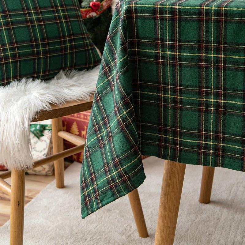 Рождественская скатерть Mulan из чистого хлопка, клетчатая мягкая Высококачественная скатерть для стола с помпоном, украшение для вечеринки, стильная клетчатая скатерть с принтом, на заказ