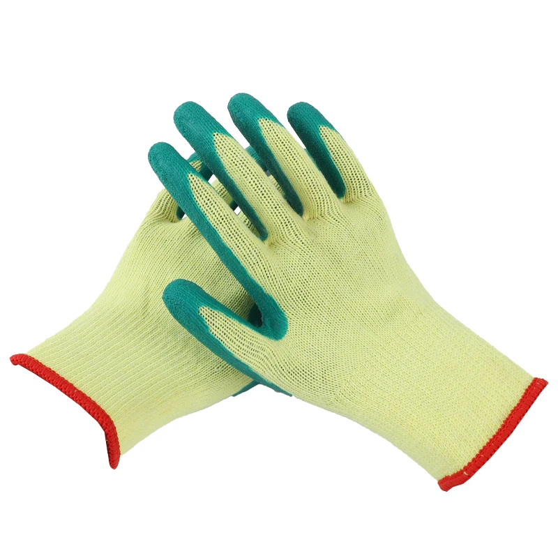 Low price high quality orange palm latex coated knitted work gloves