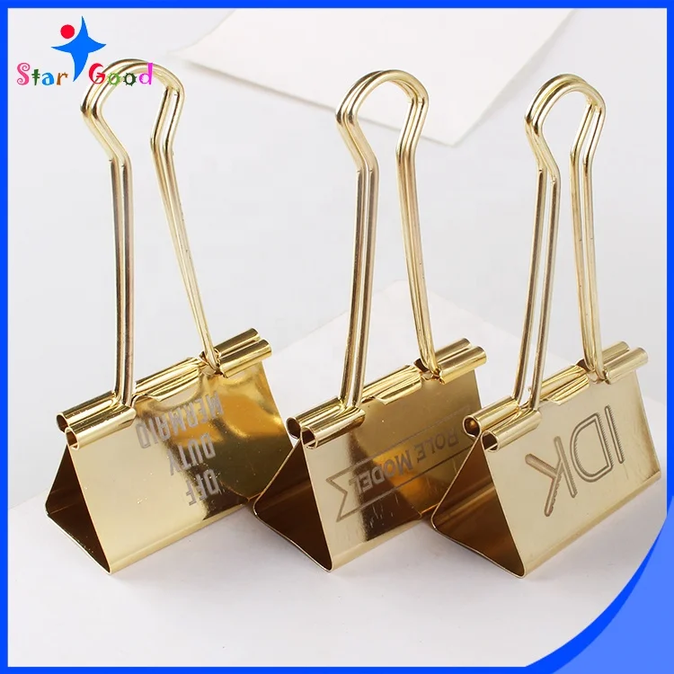 ShenZhen Stargood factory 25mm 32mm custom laser logo antique brass binder clip as promotional gift