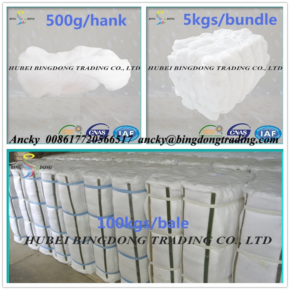 100% Spun Polyester Yarn 40.2 50.3 Raw White In Hanks