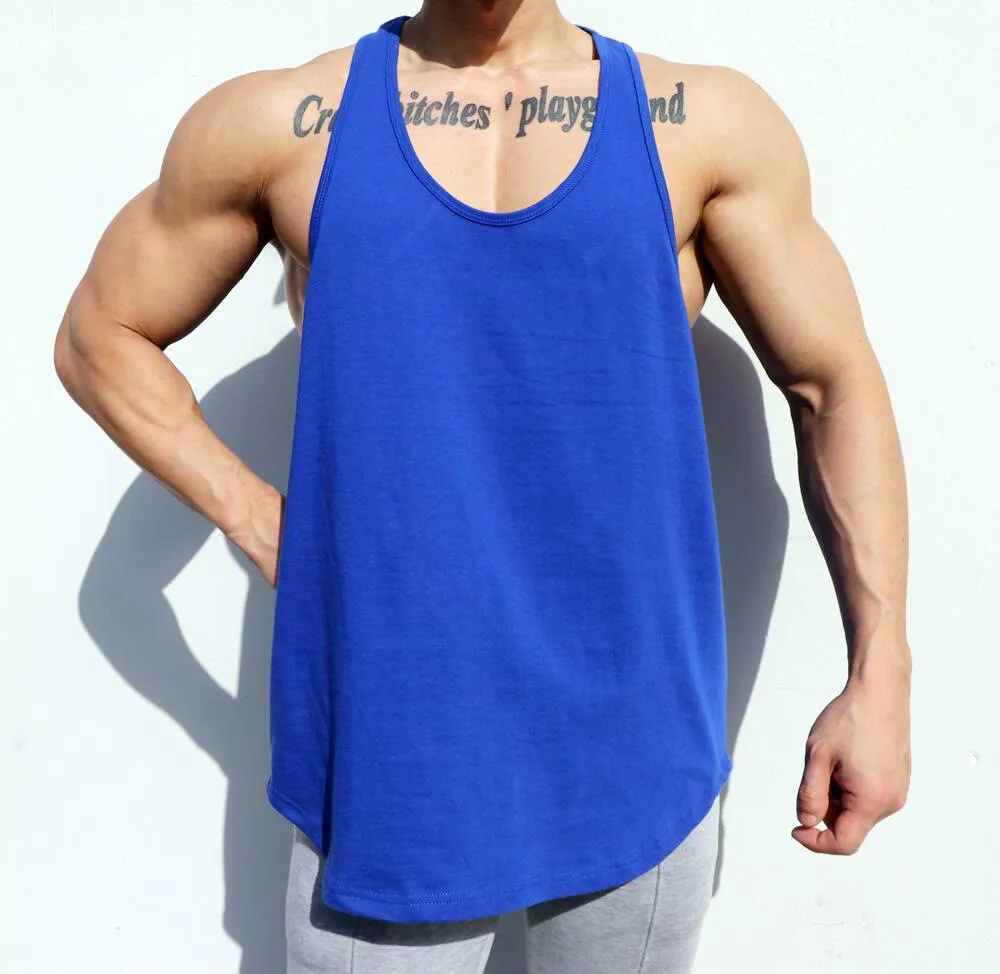 
Wholesale Mens Cotton I-shaped Vest Sleeveless Workout Fitness Tank Top For Gym Running 