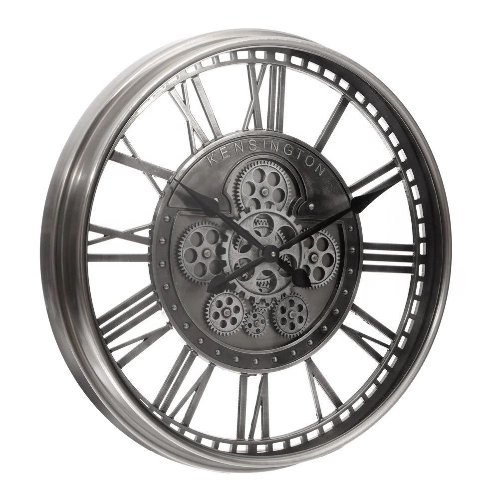 Real Moving Gear Oversized Vintage Industrial Mechanical Steampunk Cog Silent Luxury Home Decor Decorative Metal Wall Clock