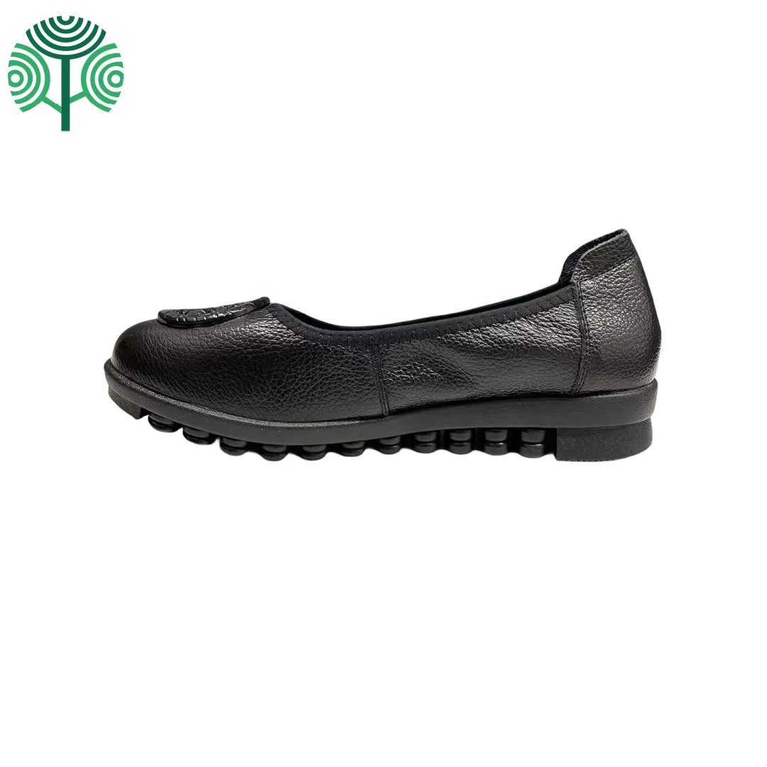 Second layer cow leather Women flat 2cm shoe comfort lady loafers round toe boat driving shoes customize logo plus size