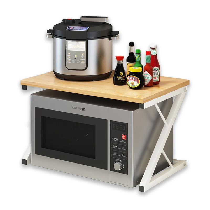 Деревянная небольшая полка из нержавеющей стали MDF для микроволновой печи, кухонная полка, стеллаж, органайзер для хранения, полка для кухни