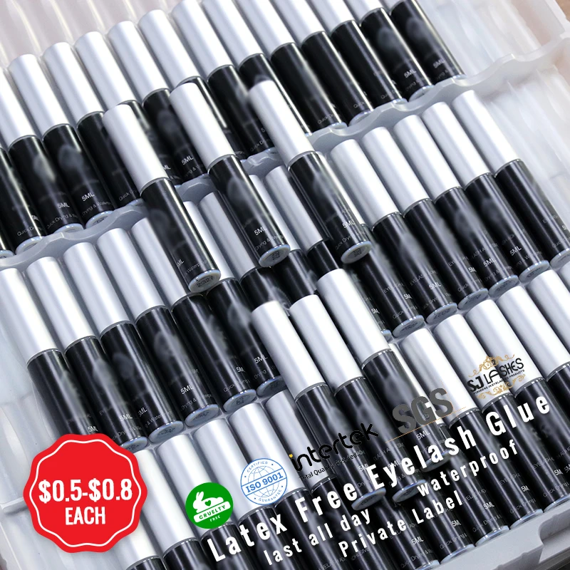 Lash Glue pegamento para pestanas Customized Pr jivate Label Vegan 5ml 7ml Waterproof False Eyelash Glue Latex Free Eyelash Glue