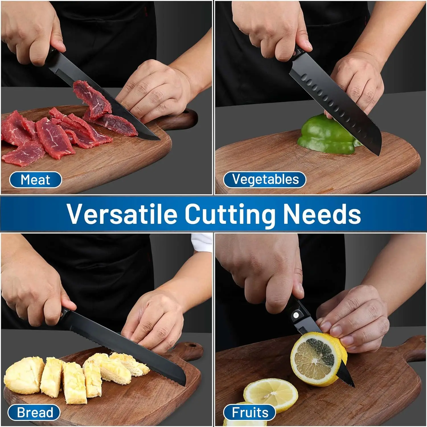 19 Pcs Premium Stainless Steel Knife Block Set Professional Luxury Acrylic Handle Knife Set for Kitchen with Block