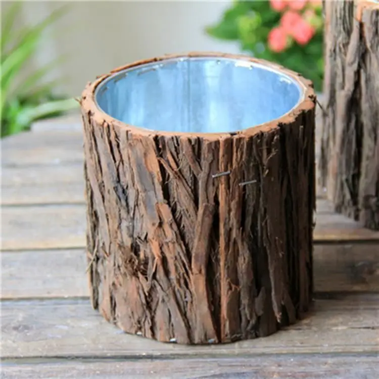 
Handmade wood Plant pot flower pot rustic garden flower pot 