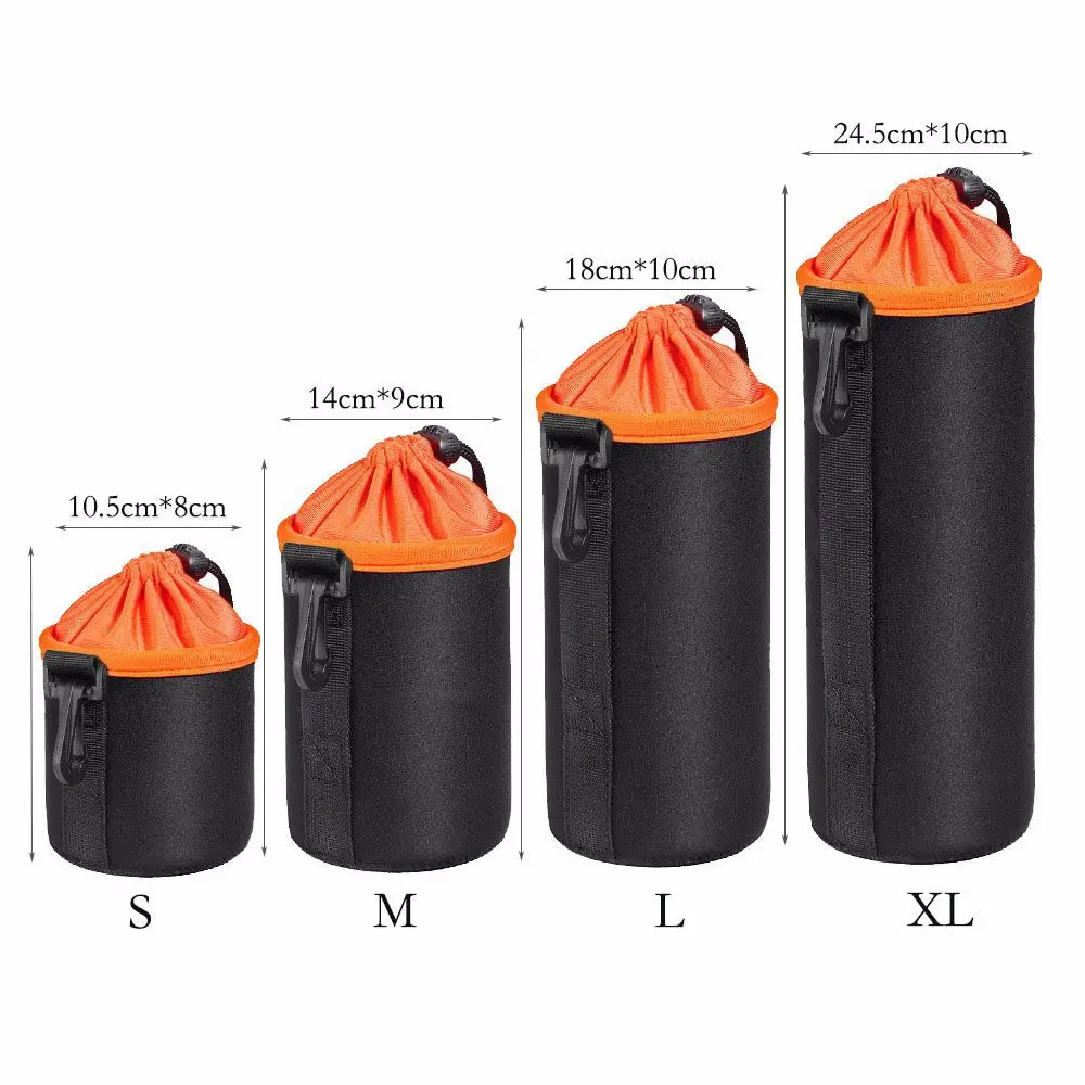 waterproof soft neoprene drawstring camera lens storage case thickened plus velvet camera lens protection pouch bag