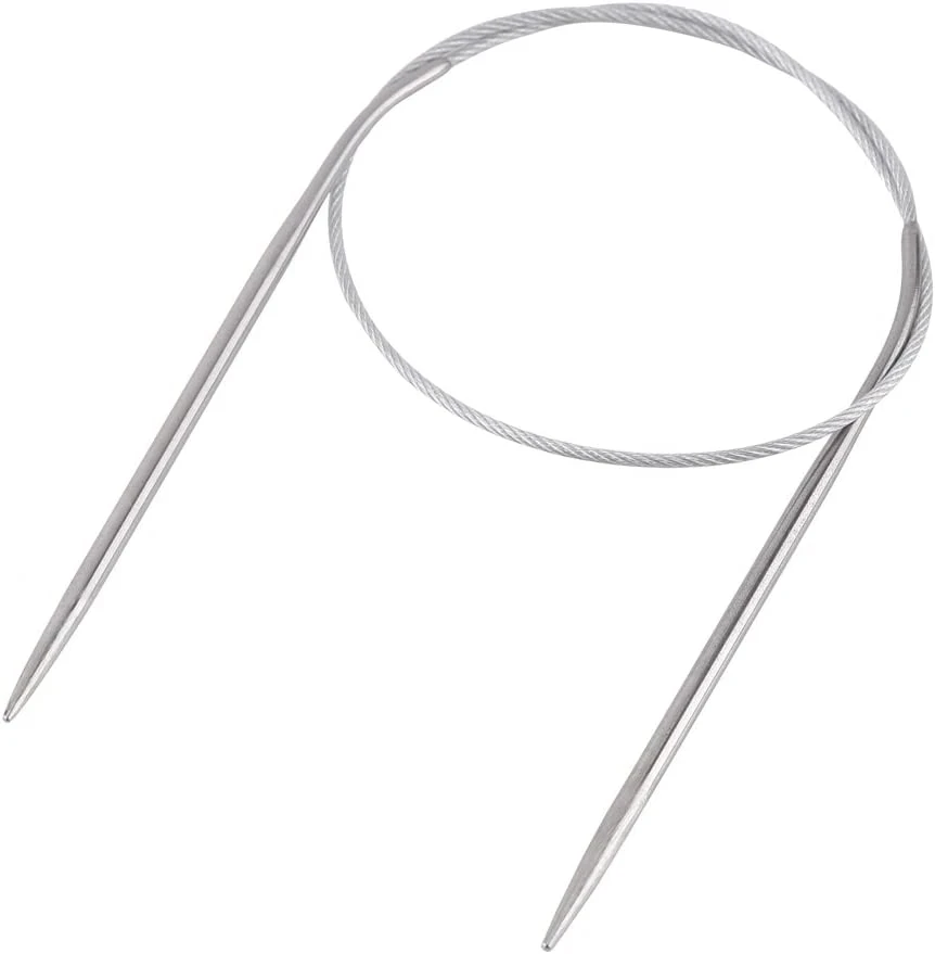 8.0mm 80cm Circular Tube Knitting Needle Stainless Steel Simple Knitting Tool Double Pointed Hook Hose Needle DIY Knitting Set