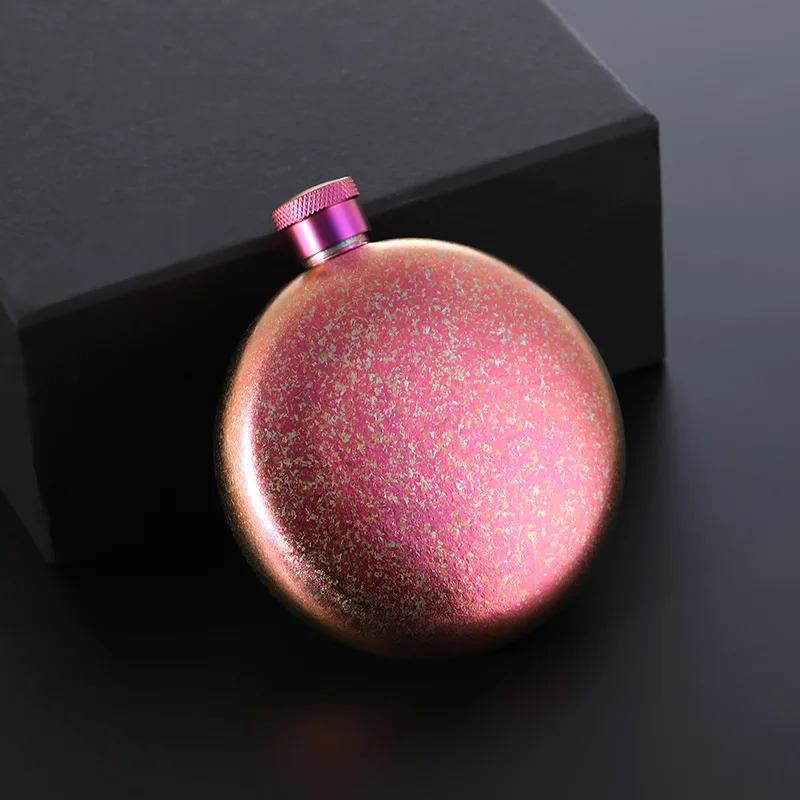 Customized 5oz Titanium Round Portable Pocket Alcohol Whiskey Liquor Bottle Wine Bottle Pot Flagon Hip Flasks