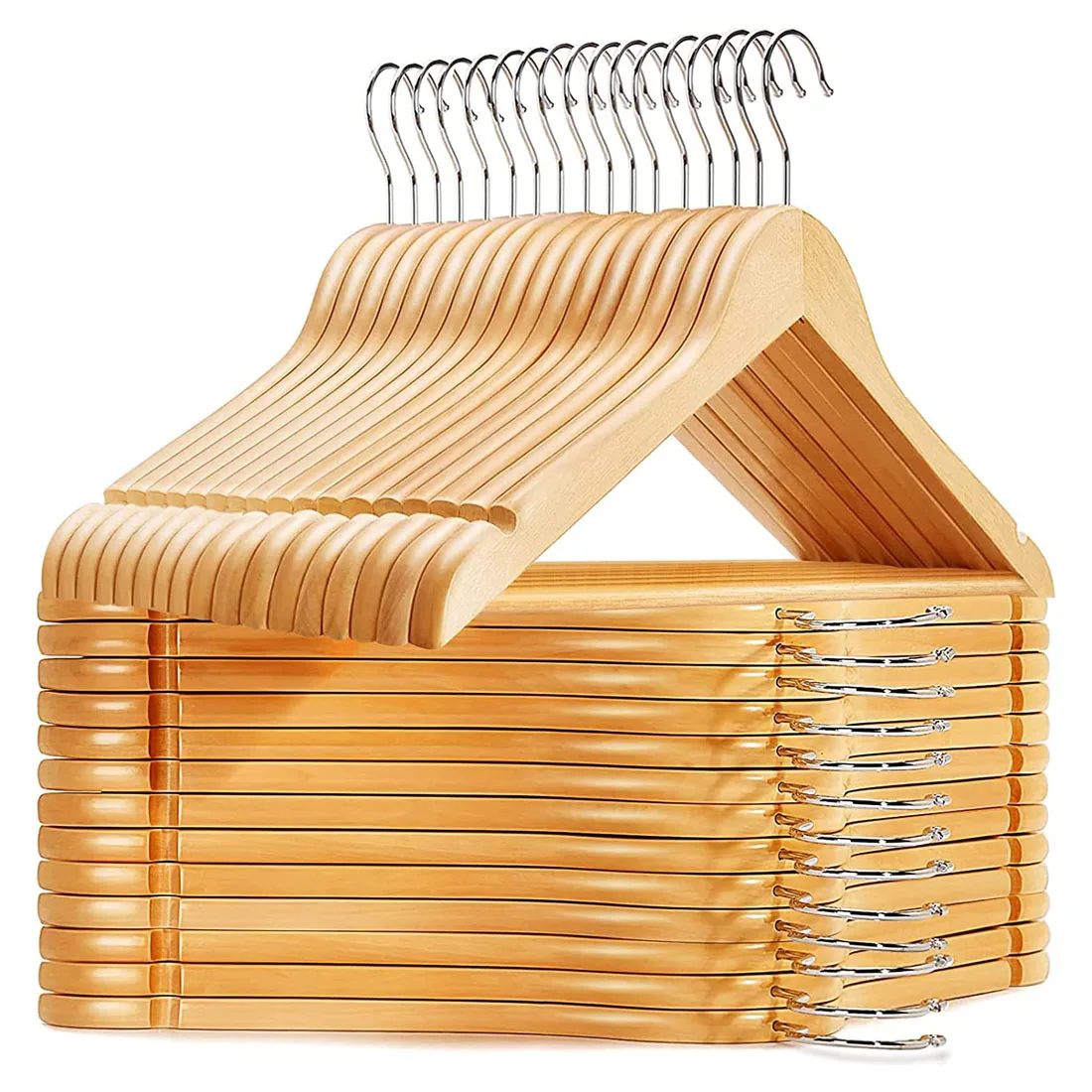 Best Selling Single Wooden Hanger Non-Slip Notched Closet Suit Popular Design Clothes Hanger Wooden Suit Coat Hangers