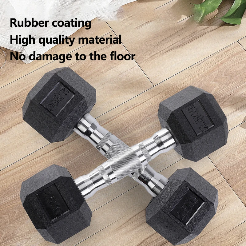 MKAS Weights Fixed Rubber Coated Cheap 50Kg Hex Hexagonal Dumbbell 5Kg Kg Lbs Set 50Kg Chromed Gym Rubber Hex Dumbbells