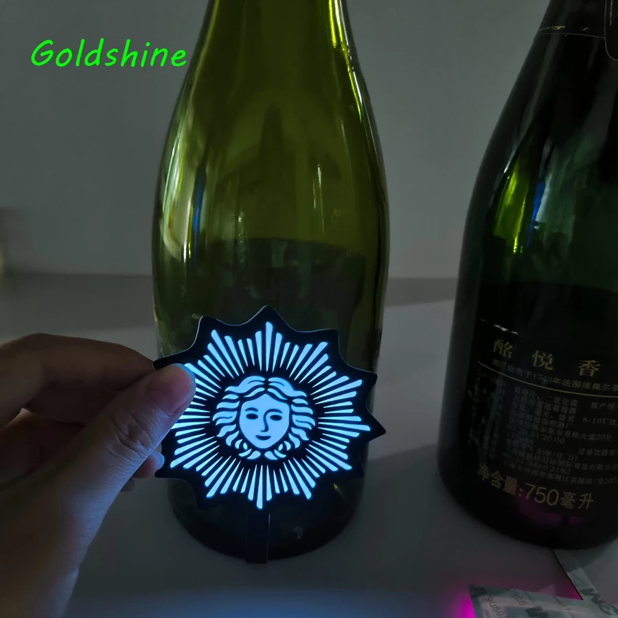 High Quality Oem Waterproof El Glow Bottle Sticker Champagne Sticker Light Up Bottle Label