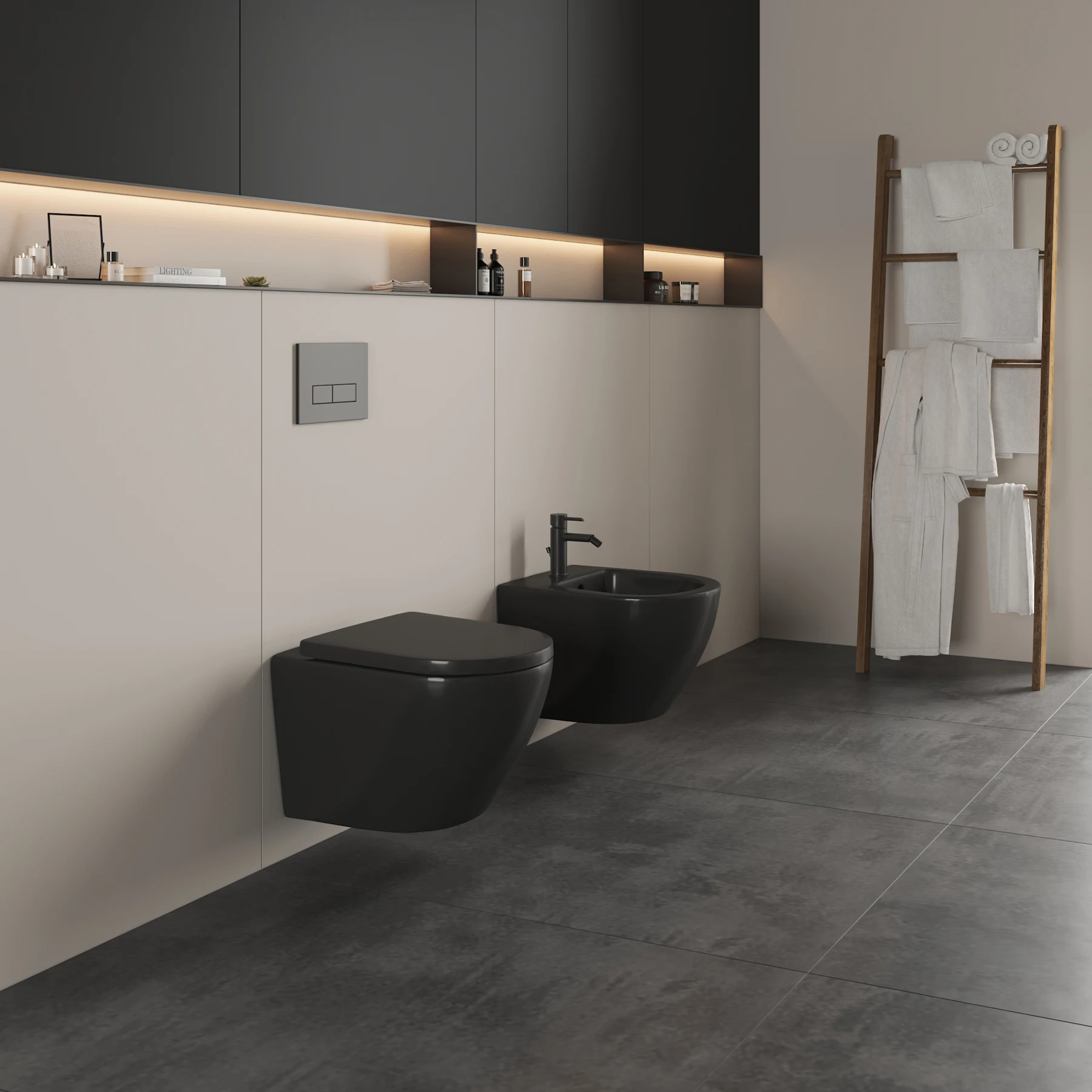 Joynfortune 2023 western style bathroom set matte black wall mounted toilet wall hung toiletee wc and bideet for hotel