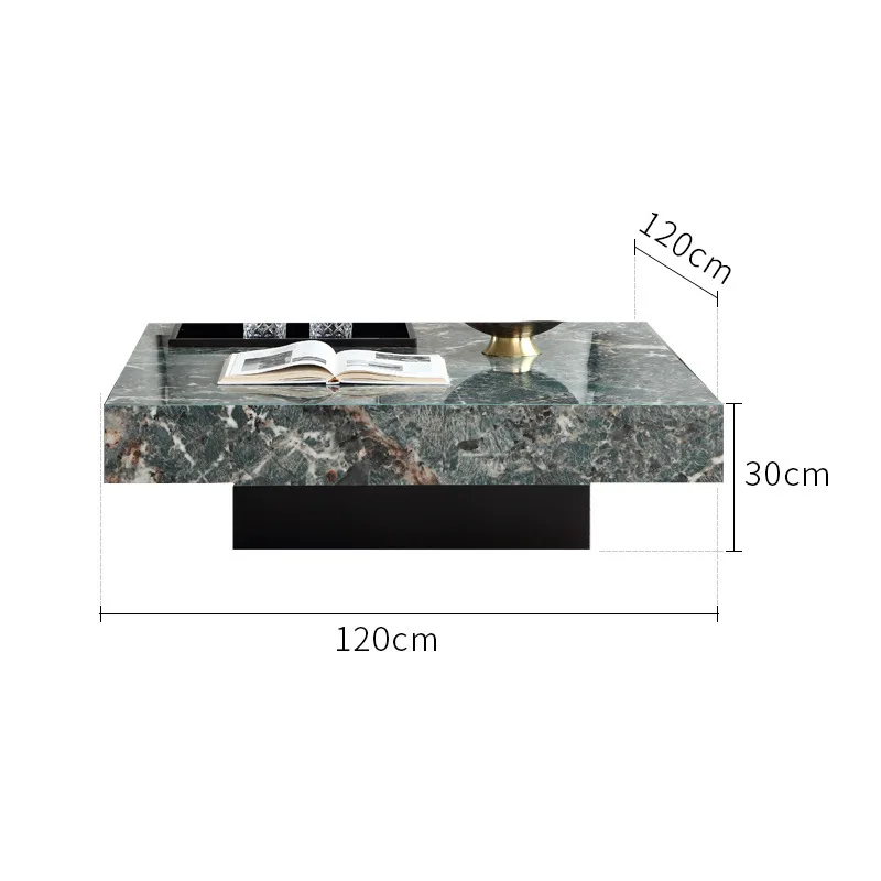 Italian light luxury stainless steel black gold marble tabletop living room furniture high-end coffee table