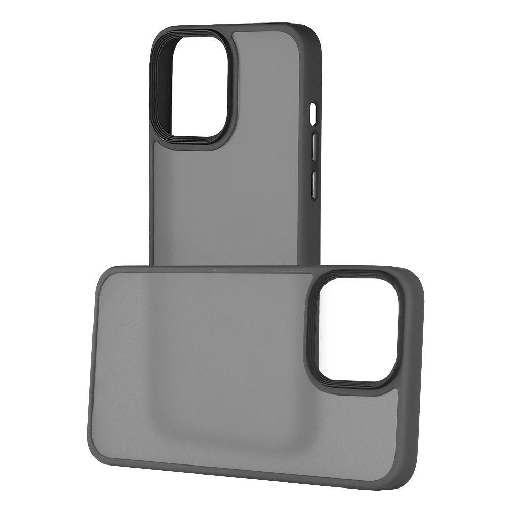 Translucent Matte Smooth Colorful metal button PC TPU Anti-drop Phone Case for iphone 14 13 12  cover XS
