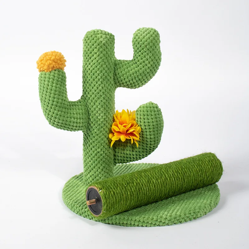 Wholesale New Fashion Green Cactus Shape Pet Cat Scratching Post Cactus Cat Scratcher Tree