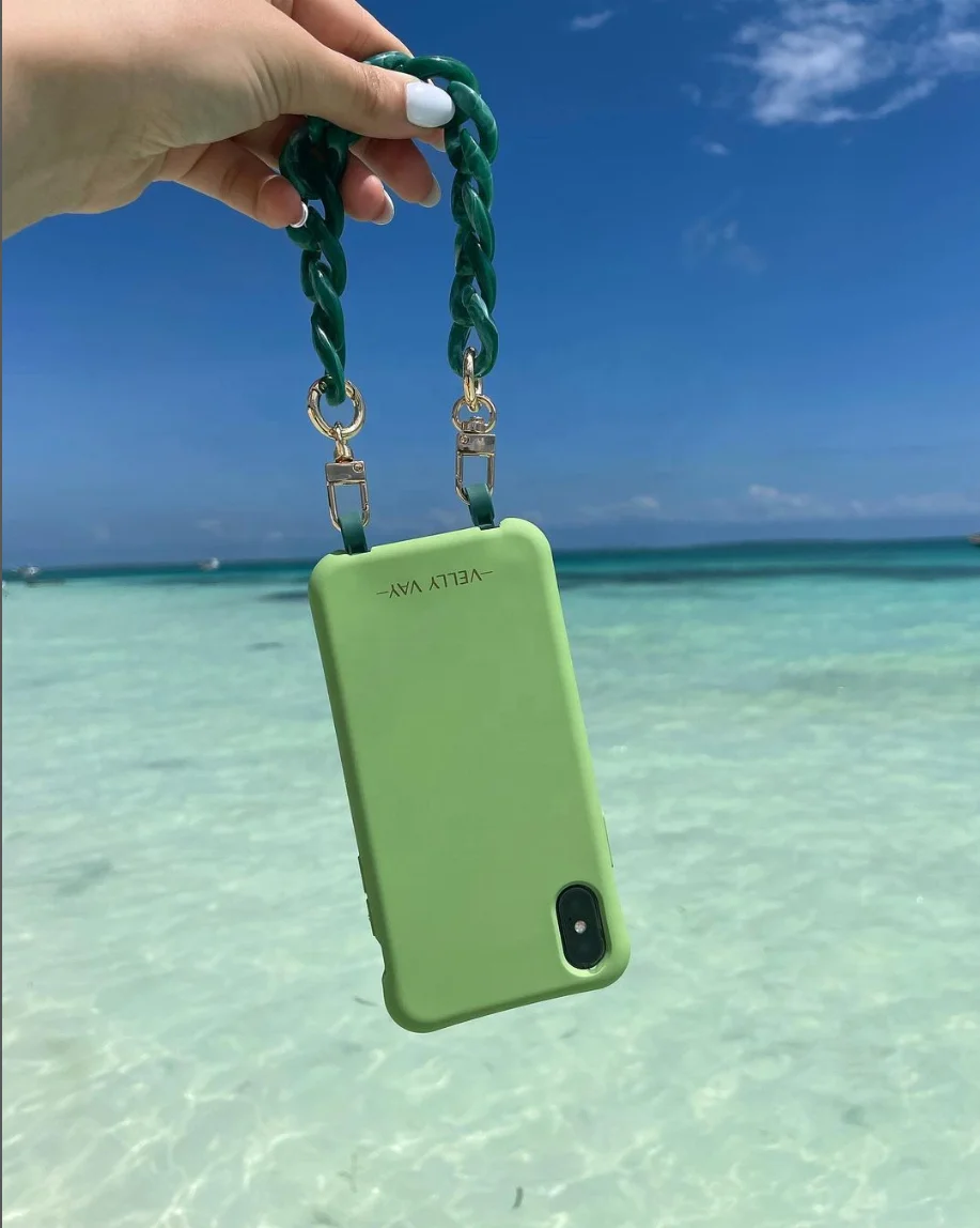 Custom Phone Accessories Blank Clear Thick Acrylic Chain Hanging Mobile Phone Charms Chain for iPhone 14