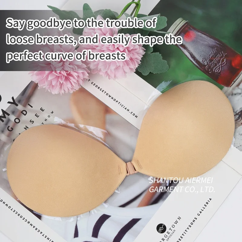 Shantou Aiermei Dropshipping Chest Stickers Lift Up Nude Bra Self Adhesive Bra Nude Invisible Cover Pad Sexy Sticky Bra