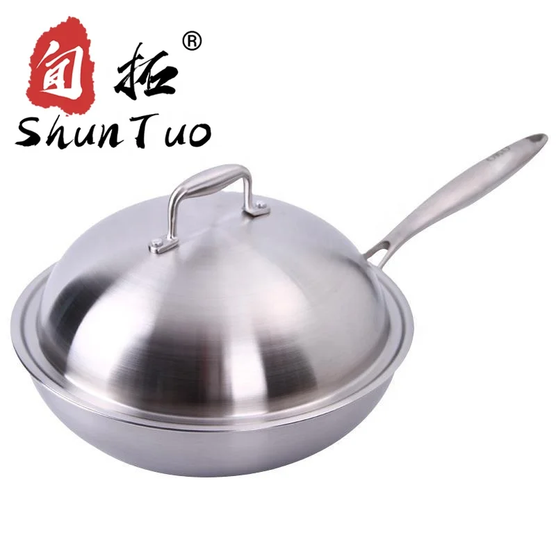 
restaurant kitchen gas induction cooking non stick 30cm chinese wok pan stainless steel woks 