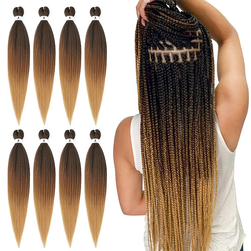 Synthetic Pre Stretched Yaki Ombre Braiding Hair For Wholesale Braid Hair Prestretched Braiding Hair