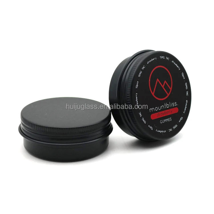 Stock beard oil hair wax food storage can aluminum tins 30ml 50ml black aluminium jar