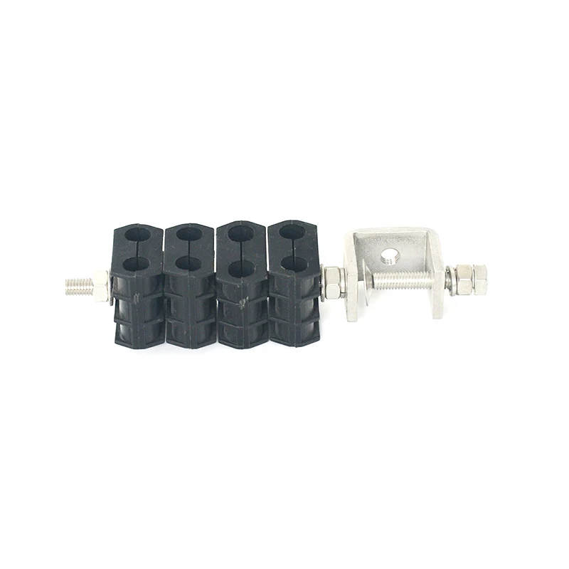 1/2 4 Ways Twin Coaxial Cable Clamp Two Holes 4 Stacks Double Feeder Clamp For Feeder Cable