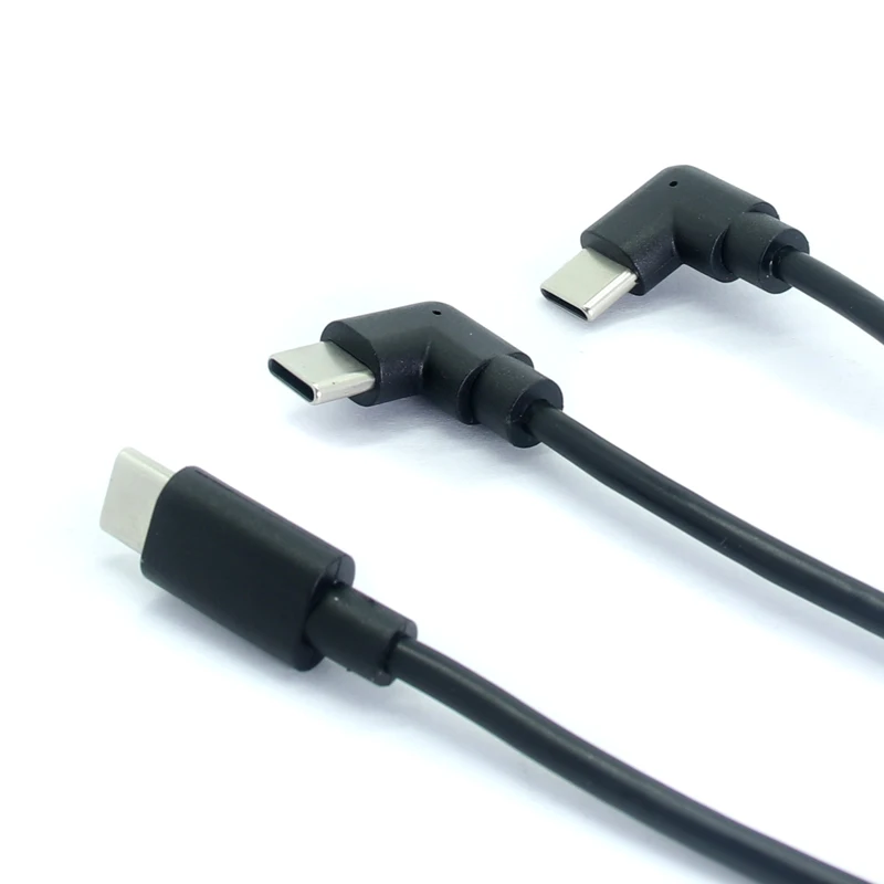 Custom Made Type C Male to Dual Right Angle L Shape Connector Type C Male *2 Splitter Y Shape Cable 2 in 1
