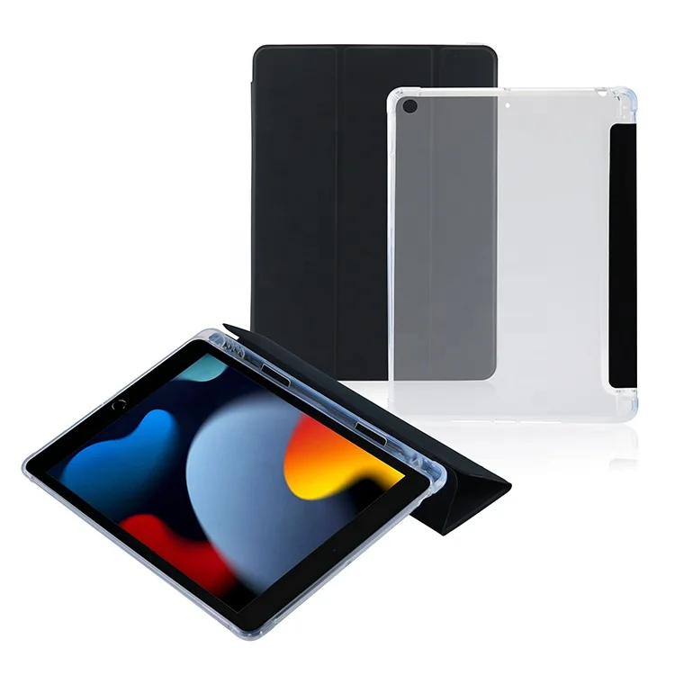 Tri-fold Cases For iPad 5th 6th 7th 8th Generation Tablet Protective Case Light Weight with Pencil Holder