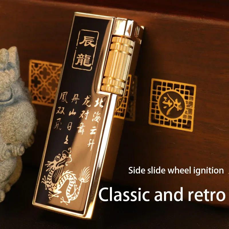 High Quality Metal Thinner Retro Grinding Wheel Open Flame Cigarette Lighter