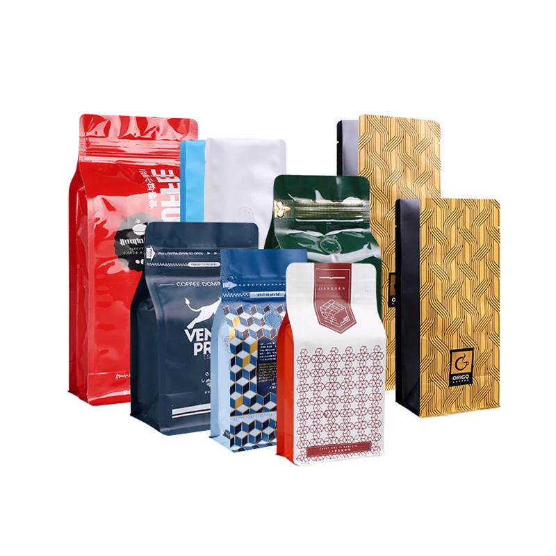 Minfly Digital Printing Custom Plastic 250g 500g 1kg Stand Up and Zipper Lock Coffee Bean Bag with Valve and Clear Window