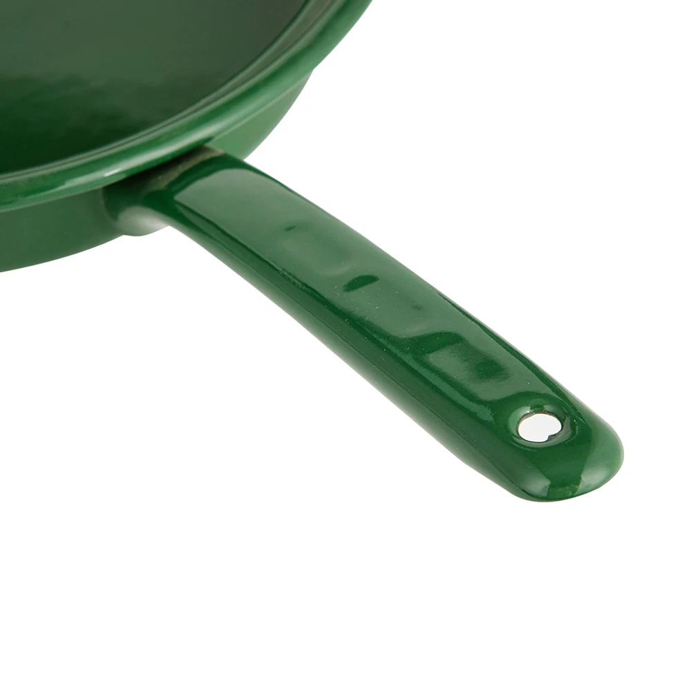Custom Lightweight Enamel Fry Pan Green Sauce Muffin Loaf Milk Big Coating Round Saute Green Enamel Fry Pan