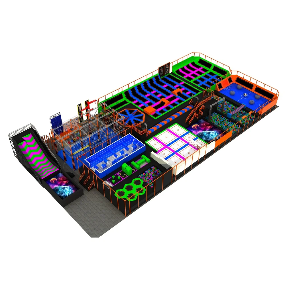 Durable safe children jumping indoor square bounce trampoline park