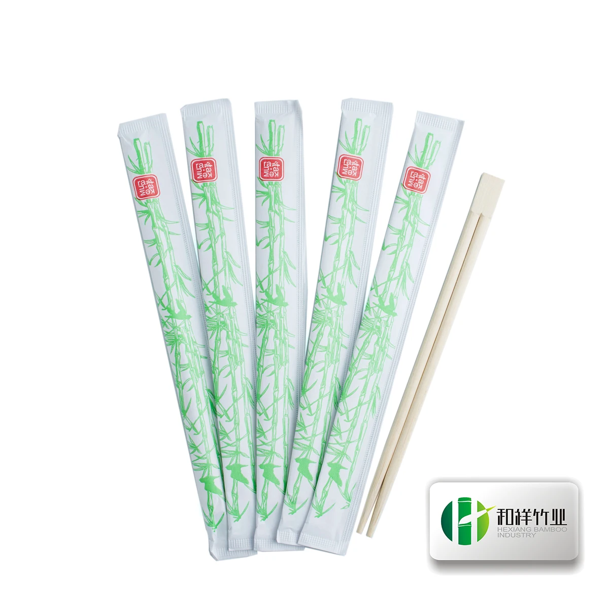 Eco-friendly cookware set disposable chinese custom bamboo chopsticks with custom printed logo full paper sleeve