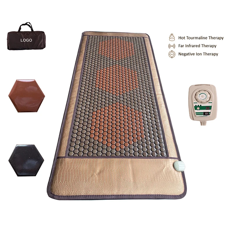 POP RELAX hexagon tourmaline infrared massage bed mattress jade stone thermal therapy  heating pad body photon mat pemf electric