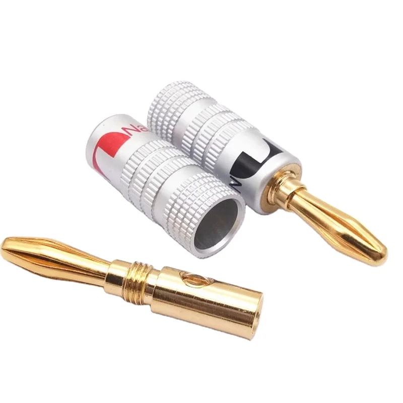 Высококачественный прямой 4 мм банановый штекер Nakamichi 24K позолоченный медный разъем BFA для