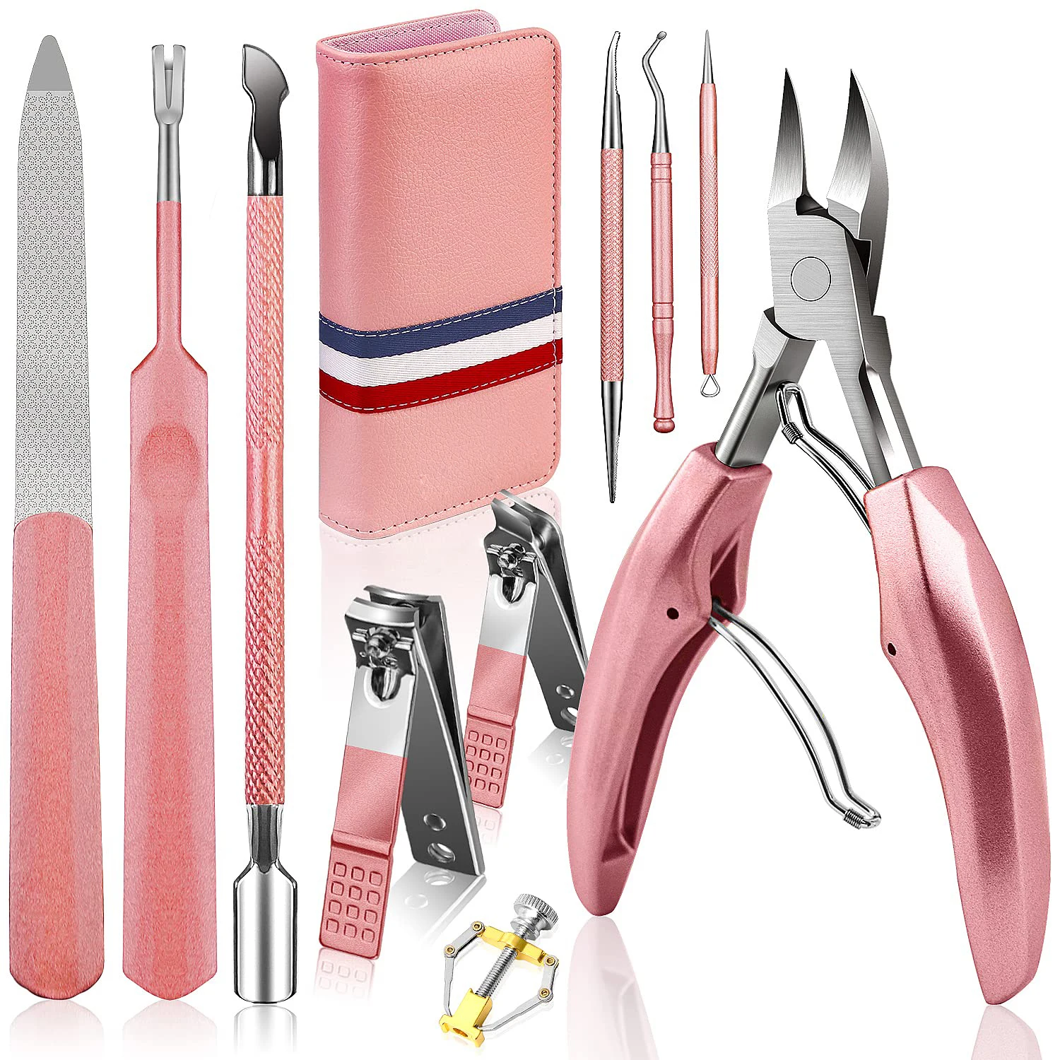 Pink Thick Nails And Ingrown Toenails Treatment Grooming Pedicure Tools Kit Toenail Nail Clippers Set For Women