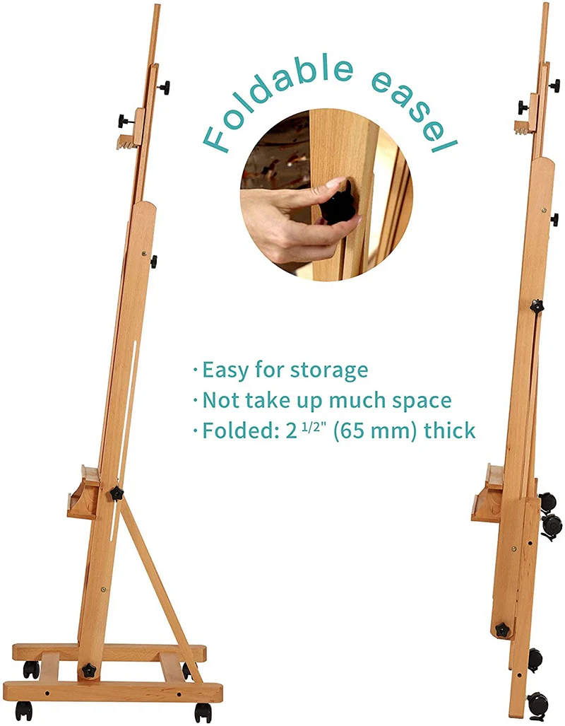 Bview Art 190cm Durable Wood Foldable Wooden Sketch Easel Artist Painter Stand Floor Drawing Display
