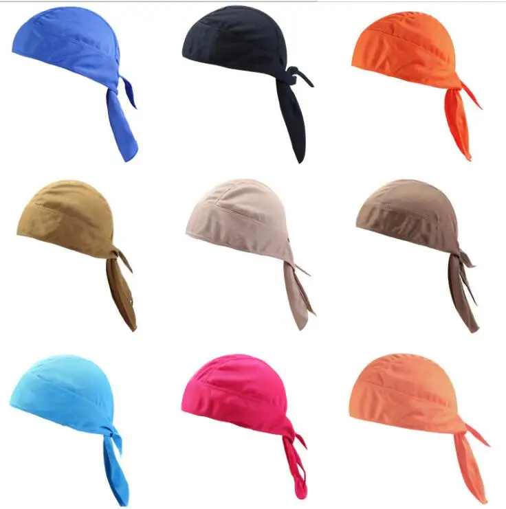 Breathable Tie up Hip hop Cooling Ice silk Bonnet hat Outdoor Gym Fitness Cycling Helmet liner hats mask