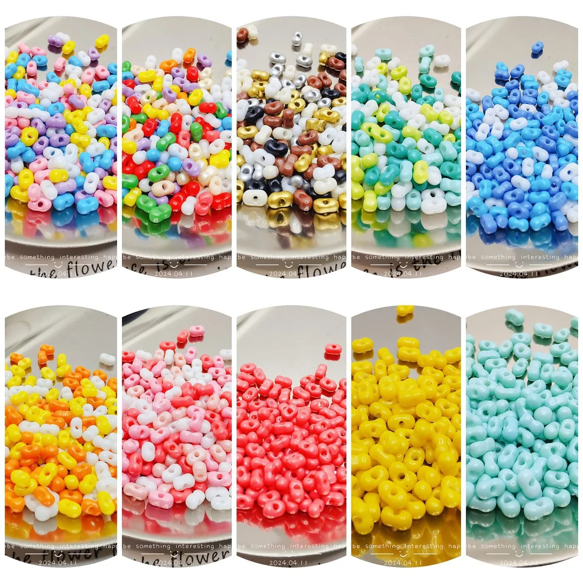 Diy Accessory 3*6mm Multicolor Loose Glass Seed Beads for Bracelet , Wholesale 10g/bag Solid Color Glass Peanut Beads for DIY